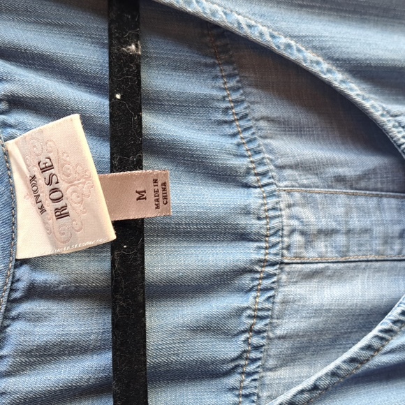 Knox Rose woman's size med light wash drawstring waist blue jean romper - Picture 2 of 5